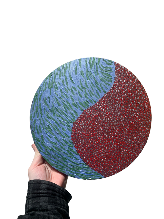 Blue & Red Swirl Painting